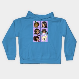 Diverse Girls Chibi Kids Hoodie